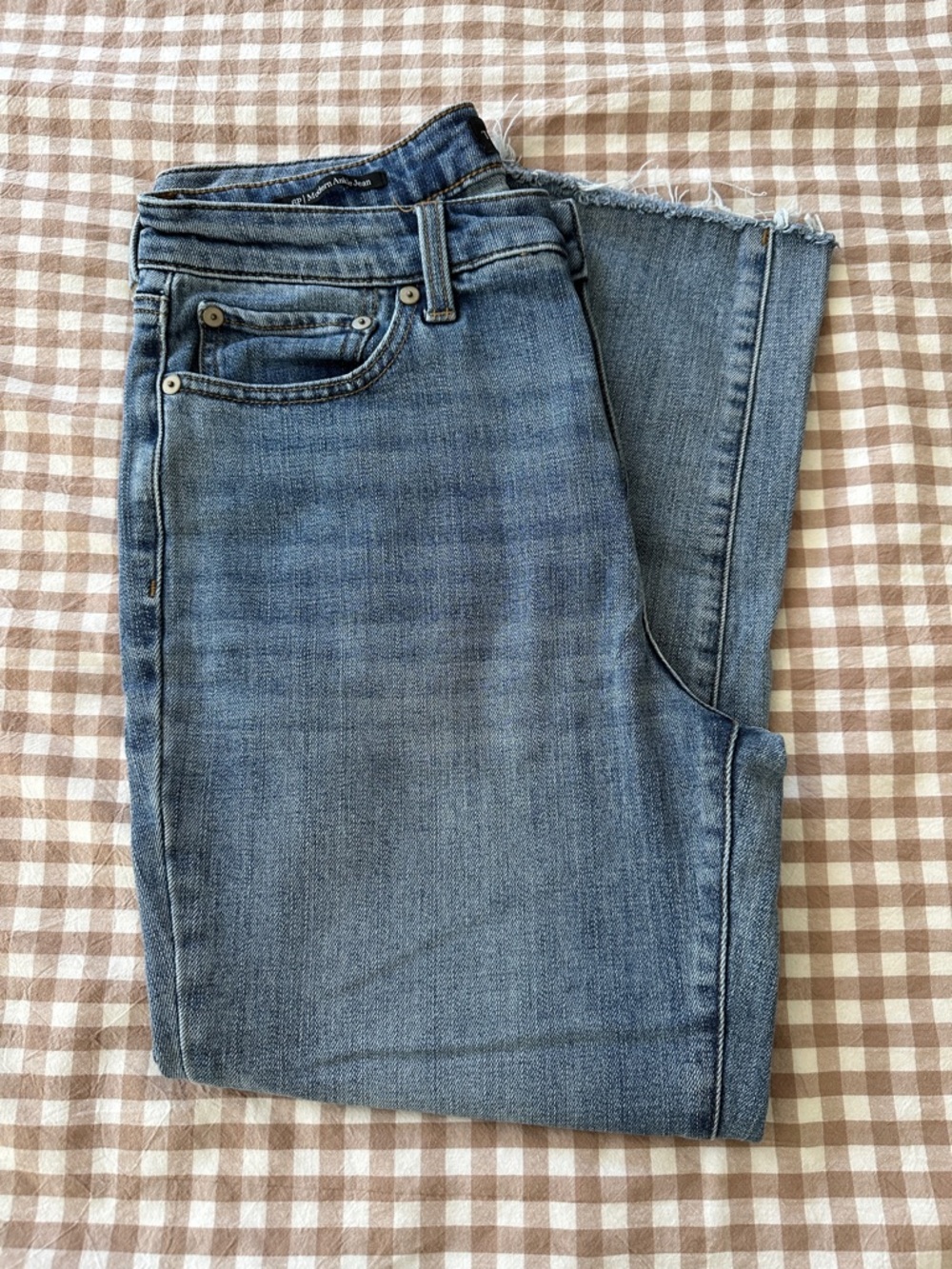 Talbots Modern Ankle Raw Hem Blue Jeans